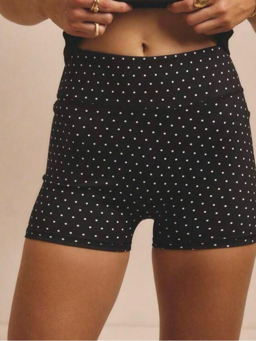 High-Waist Black Polka Dot Women’s Shorts